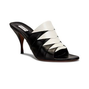 Alaia leather mules black and white, size 36.5/ 6.5